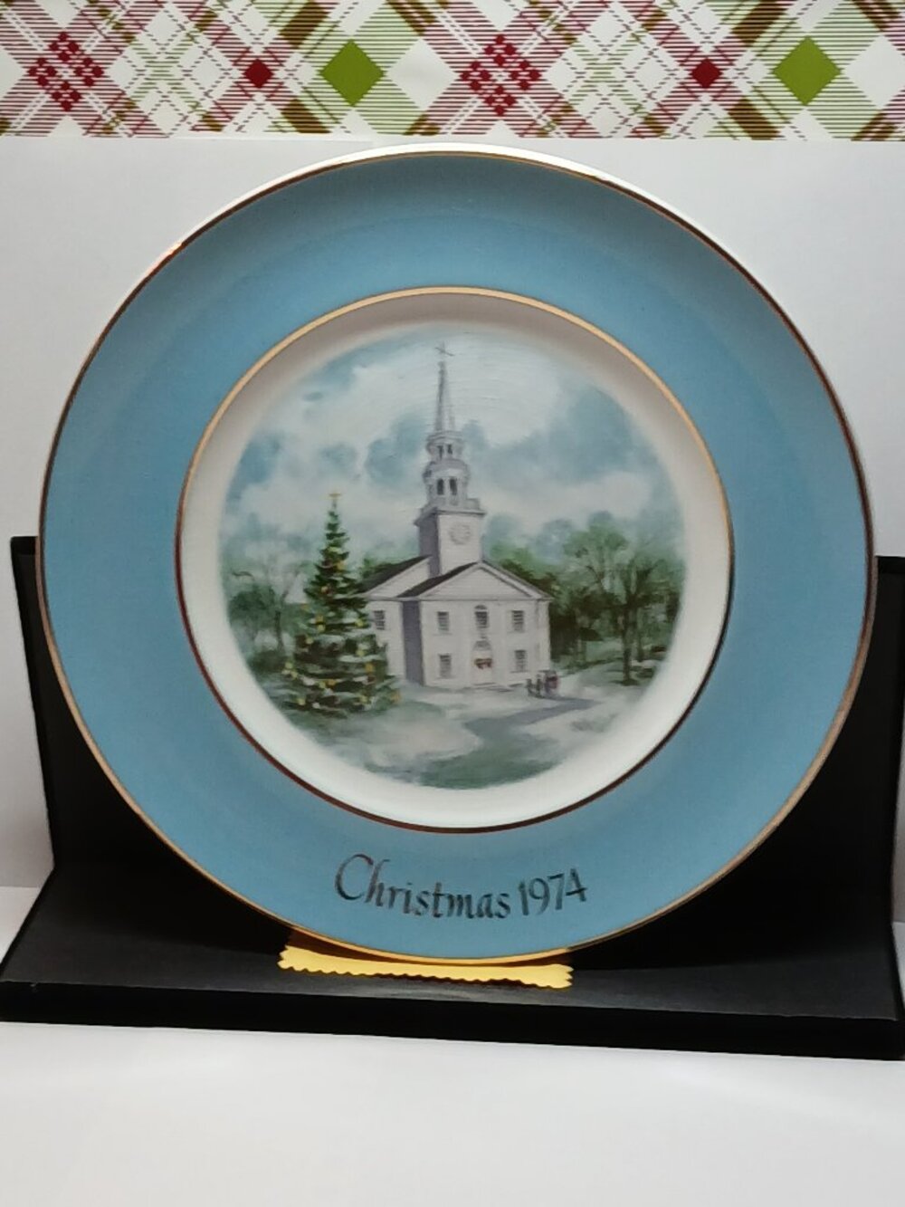 1974 Avon Christmas Plate titled "Country Church" Enoch Wedgwood England